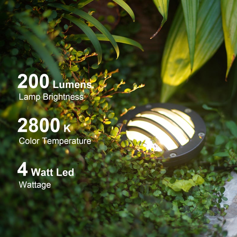 GOODSMANN Landscape Lights 1PK Low Voltage Well Lights 4 Watt 200 Lumen LED Landscape Lighting 2800K Warm White Metal In-Ground Light with Cable Connectors - Image 2